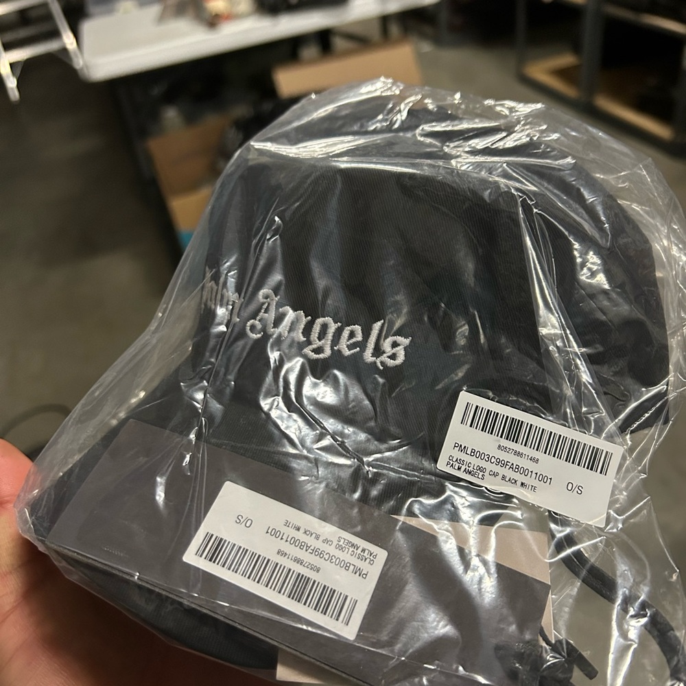 Palm Angels Classic White Logo Cap - Black/off white / navy
